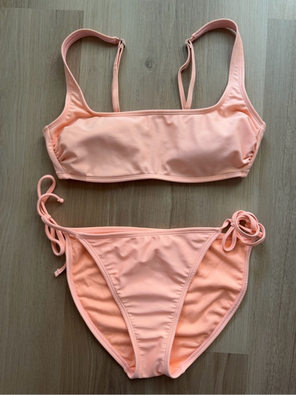 Wild Fable Peach Bikini Set Top Medium Bottom Small Tie Side Swim